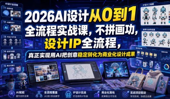 2026AI设计从0到1全流程实战课,不拼画功,设计IP全流程,真正实现用AI把创意稳定转化为商业化设计成果-1 2026AI设计从0到1全流程实战课,不拼画功,设计IP全流程,真正实现用AI把创意稳定转化为商业化设计成果