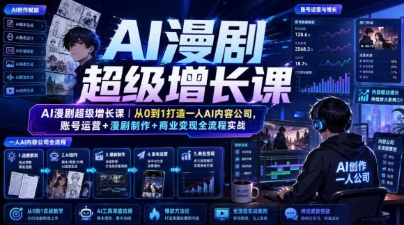 AI漫剧超级增长课|从0到1打造一人AI内容公司,账号运营+漫剧制作+商业变现全流程实战-1 AI漫剧超级增长课|从0到1打造一人AI内容公司,账号运营+漫剧制作+商业变现全流程实战