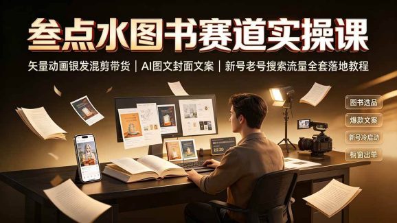 叁点水图书赛道实操课|矢量动画银发混剪带货,AI图文封面文案,新号老号搜索流量全套落地教程-1 叁点水图书赛道实操课|矢量动画银发混剪带货,AI图文封面文案,新号老号搜索流量全套落地教程