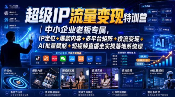 超级IP流量变现特训营|中小企业老板专属,IP定位+爆款内容+多平台矩阵+投流变现+AI批量赋能+短视频直播全实操落地系统课-1 超级IP流量变现特训营|中小企业老板专属,IP定位+爆款内容+多平台矩阵+投流变现+AI批量赋能+短视频直播全实操落地系统课