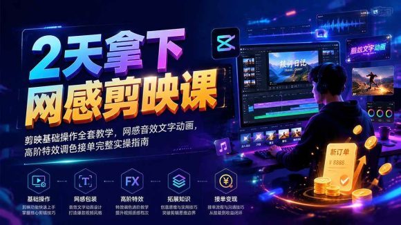 2天拿下网感剪辑课|剪映基础操作全套教学,网感音效文字动画,高阶特效调色接单完整实操指南-1 2天拿下网感剪辑课|剪映基础操作全套教学,网感音效文字动画,高阶特效调色接单完整实操指南