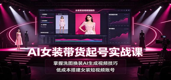 AI女装带货起号实战课:掌握洗图换装AI生成视频技巧,低成本搭建女装短视频账号-1 AI女装带货起号实战课:掌握洗图换装AI生成视频技巧,低成本搭建女装短视频账号