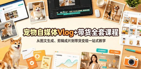 宠物自媒体Vlog+带货全套课程|从图文生成、剪辑成片到带货变现一站式教学-1 宠物自媒体Vlog+带货全套课程|从图文生成、剪辑成片到带货变现一站式教学