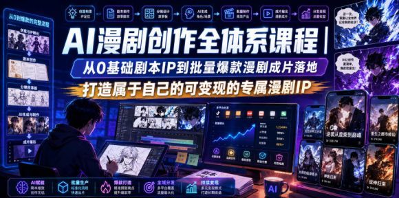 AI漫剧创作全体系课程|从0基础剧本IP到批量爆款漫剧成片落地,打造属于自己的可变现的专属漫剧IP-1 AI漫剧创作全体系课程|从0基础剧本IP到批量爆款漫剧成片落地,打造属于自己的可变现的专属漫剧IP