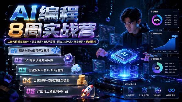 AI编程8周实战营:从敲代码到变现交付×开发环境×6练手项目×两大主线产品×商业闭环×跨越盈利-1 AI编程8周实战营:从敲代码到变现交付×开发环境×6练手项目×两大主线产品×商业闭环×跨越盈利