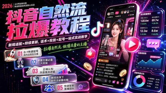 抖音自然流拉爆教程-更新7月:做懂流量的主播,新规适配+持续更新,话术+投放+起号一站式实战教学-1 抖音自然流拉爆教程-更新7月:做懂流量的主播,新规适配+持续更新,话术+投放+起号一站式实战教学