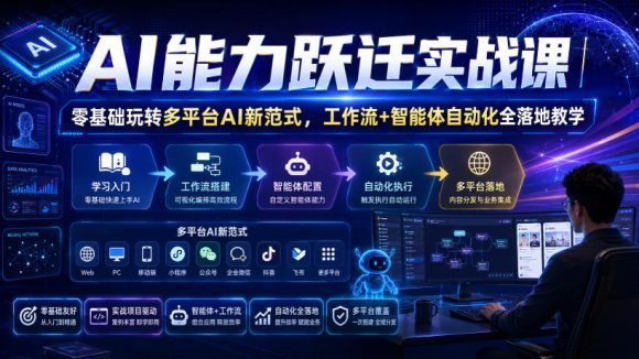 AI能力跃迁实战课|零基础玩转多平台AI新范式,工作流+智能体自动化全落地教学-1 AI能力跃迁实战课|零基础玩转多平台AI新范式,工作流+智能体自动化全落地教学