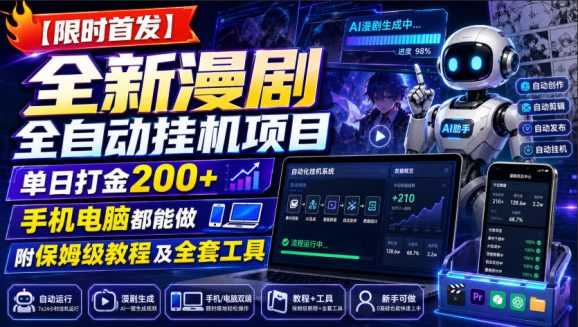 【限时首发】全新漫剧全自动挂G项目,单日打金200+,手机电脑都能做,附保姆级教程及全套工具【揭秘】-1 【限时首发】全新漫剧全自动挂G项目,单日打金200+,手机电脑都能做,附保姆级教程及全套工具【揭秘】