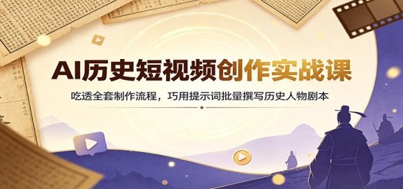AI历史短视频创作实战课:吃透全套制作流程,巧用提示词批量撰写历史人物剧本-1 AI历史短视频创作实战课:吃透全套制作流程,巧用提示词批量撰写历史人物剧本