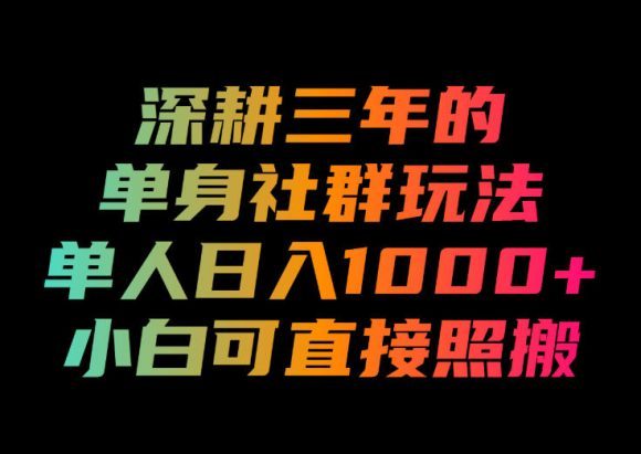 深耕三年的单身社群玩法,单人日入1000+,小白可直接照搬!【揭秘】-1 深耕三年的单身社群玩法,单人日入1000+,小白可直接照搬!【揭秘】