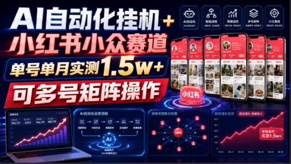 AI自动化挂G+小红书小众赛道,单号单月实测1.5w+,可多号矩阵操作【揭秘】-1 AI自动化挂G+小红书小众赛道,单号单月实测1.5w+,可多号矩阵操作【揭秘】