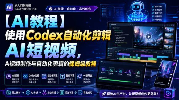 【AI教程】使用Codex自动化剪辑AI短视频，AI视频制作与自动化剪辑的保姆级教程