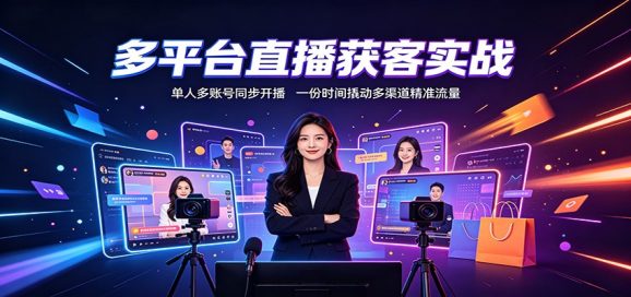 多平台直播获客实战:单人多账号同步开播,一份时间撬动多渠道精准流量-1 多平台直播获客实战:单人多账号同步开播,一份时间撬动多渠道精准流量