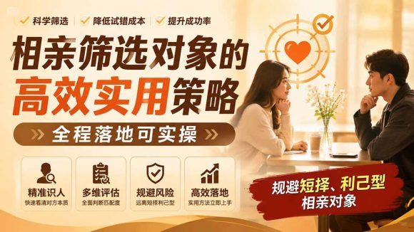 付费文章:相亲筛选对象的高效实用策略,全程落地可实操,规避短择、利己型相亲对象-1 付费文章:相亲筛选对象的高效实用策略,全程落地可实操,规避短择、利己型相亲对象