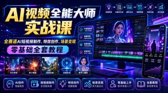 AI视频全能大师实战课|全赛道AI短视频制作、特效创作、场景变现零基础全套教程-1 AI视频全能大师实战课|全赛道AI短视频制作、特效创作、场景变现零基础全套教程