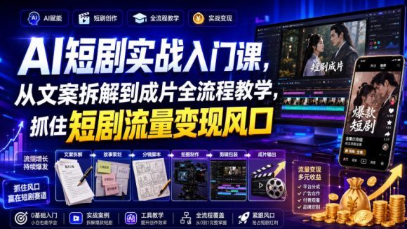 AI短剧实战入门课,从文案拆解到成片全流程教学,抓住短剧流量变现风口-1 AI短剧实战入门课,从文案拆解到成片全流程教学,抓住短剧流量变现风口