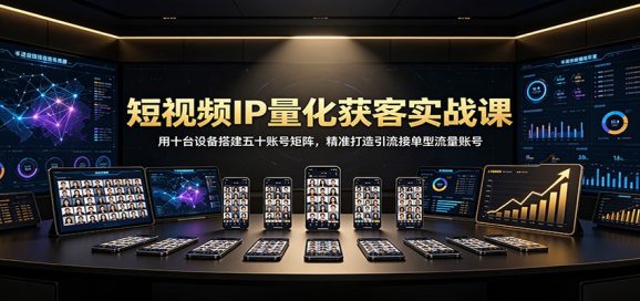 短视频IP量化获客实战课：用十台设备搭建五十账号矩阵，精准打造引流接单型流量账号