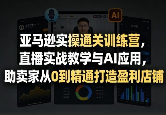 亚马逊实操通关训练营，直播实战教学与AI应用，助卖家从0到精通打造盈利店铺(更新8月8日)