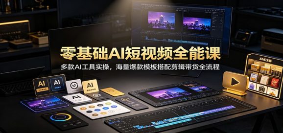 零基础AI短视频全能课:多款AI工具实操,海量爆款模板搭配剪辑带货全流程-1 零基础AI短视频全能课:多款AI工具实操,海量爆款模板搭配剪辑带货全流程
