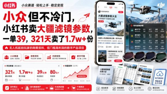 小众但不冷门,小红书卖大疆滤镜参数,一单39,321天卖了1.7w+份-1 小众但不冷门,小红书卖大疆滤镜参数,一单39,321天卖了1.7w+份