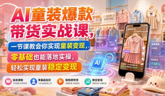 AI童装爆款带货实战课,一节课教会你实现童装变现,零基础也能落地实操-1 AI童装爆款带货实战课,一节课教会你实现童装变现,零基础也能落地实操