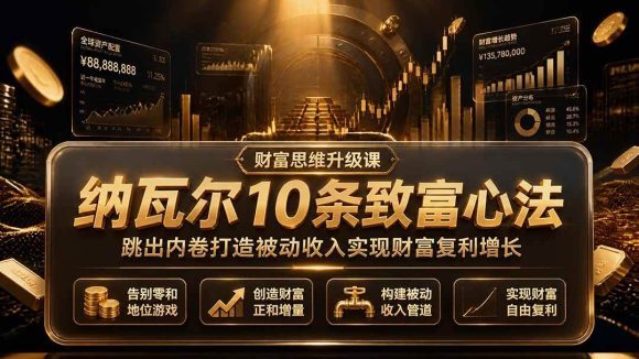 纳瓦尔致富心法研修课：拆解10条核心财富逻辑，理清不靠内卷实现被动收入的成长路径