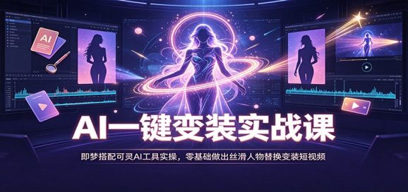 AI一键变装实战课:即梦搭配可灵AI工具实操,零基础做出丝滑人物替换变装短视频-1 AI一键变装实战课:即梦搭配可灵AI工具实操,零基础做出丝滑人物替换变装短视频