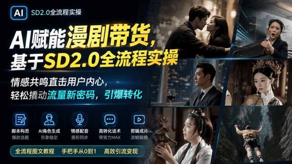 AI赋能漫剧带货,基于SD2.0全流程实操;情感共鸣直击用户内心,轻松撬动流量新密码,引爆转化-1 AI赋能漫剧带货,基于SD2.0全流程实操;情感共鸣直击用户内心,轻松撬动流量新密码,引爆转化