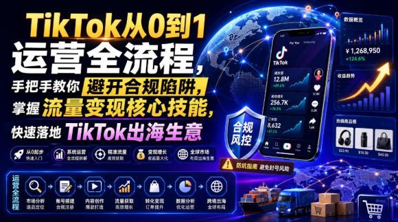 TikTok从0到1运营全流程,手把手教你避开合规陷阱,掌握流量变现核心技能,快速落地TikTok出海生意(更新8月)-1 TikTok从0到1运营全流程,手把手教你避开合规陷阱,掌握流量变现核心技能,快速落地TikTok出海生意(更新8月)