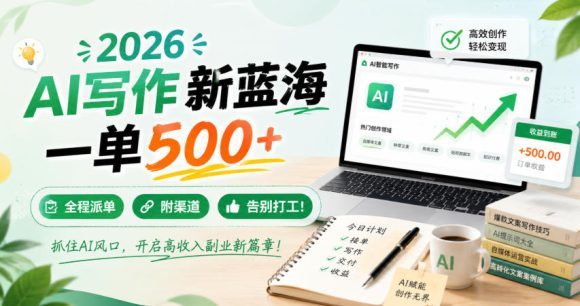 2026 AI写作新蓝海,一单500+,全程派单,附渠道,告别打工!【揭秘】-1 2026 AI写作新蓝海,一单500+,全程派单,附渠道,告别打工!【揭秘】