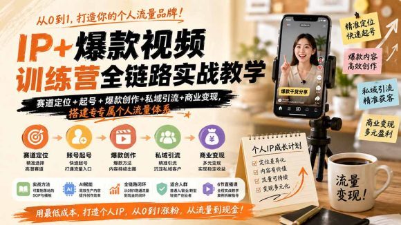 IP+爆款视频训练营全链路实战教学;赛道定位+起号+爆款创作+私域引流+商业变现,搭建专属个人流量体系-1 IP+爆款视频训练营全链路实战教学;赛道定位+起号+爆款创作+私域引流+商业变现,搭建专属个人流量体系