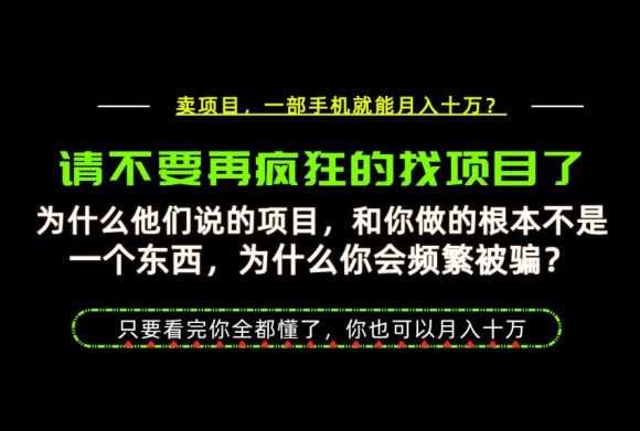 为什么做项目的人大多都是炮灰?为什么只有卖项目才能稳?看完你也可以月入10W+【揭秘】-1 为什么做项目的人大多都是炮灰?为什么只有卖项目才能稳?看完你也可以月入10W+【揭秘】