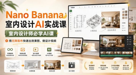 Nano Banana室内设计AI实战课,室内设计师必学AI课,用无限画布快速出效果图、做设计视频-1 Nano Banana室内设计AI实战课,室内设计师必学AI课,用无限画布快速出效果图、做设计视频