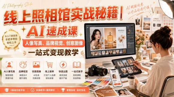 线上照相馆实战秘籍|AI速成课,人像写真、品牌视觉、创意图像一站式变现教学-1 线上照相馆实战秘籍|AI速成课,人像写真、品牌视觉、创意图像一站式变现教学