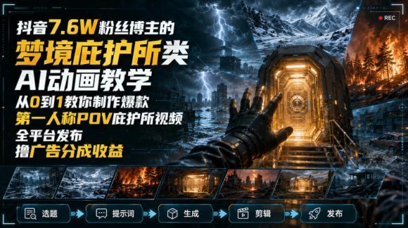 抖音7.6W粉丝博主的梦境庇护所类AI动画教学,从0到1教你制作爆款第一人称POV庇护所视频,全平台发布撸广告分成收益-1 抖音7.6W粉丝博主的梦境庇护所类AI动画教学,从0到1教你制作爆款第一人称POV庇护所视频,全平台发布撸广告分成收益