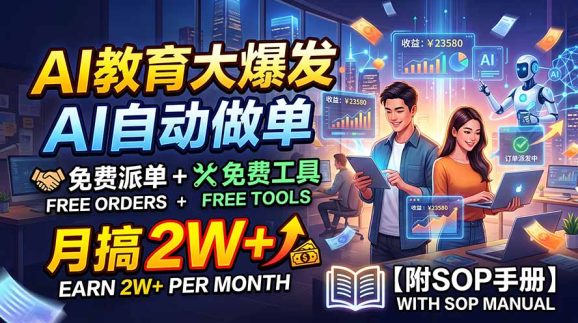 AI教育大爆发,AI自动做单,免费派单+免费工具,月搞2W+【附SOP手册】-1 AI教育大爆发,AI自动做单,免费派单+免费工具,月搞2W+【附SOP手册】