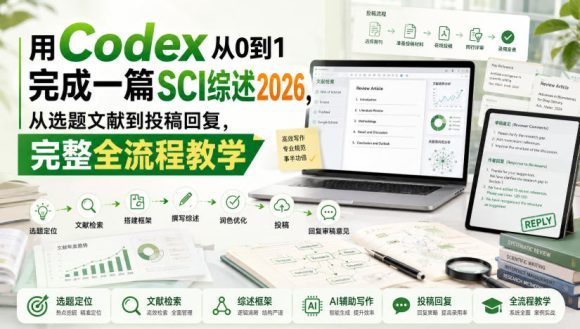 用Codex从0到1完成一篇SCI综述2026,从选题文献到投稿回复,完整全流程教学-1 用Codex从0到1完成一篇SCI综述2026,从选题文献到投稿回复,完整全流程教学