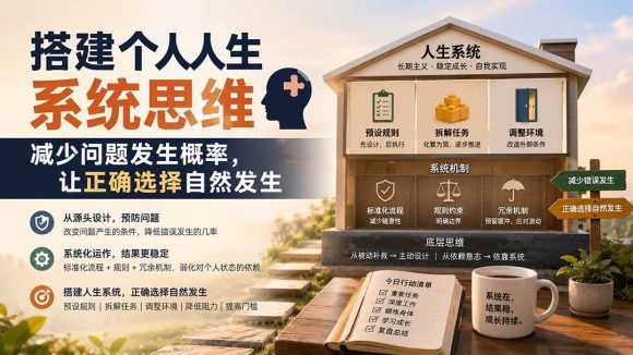 付费文章：搭建个人人生系统思维：减少问题发生概率，让正确选择自然发生