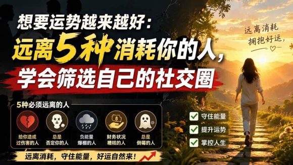 付费文章：想要运势越来越好：远离5种消耗你的人，学会筛选自己的社交圈