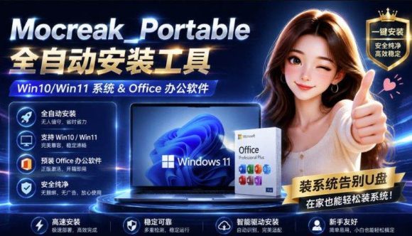 Mocreak全自动安装office和win10、win11系统，告别U盘装系统，使用安全可靠
