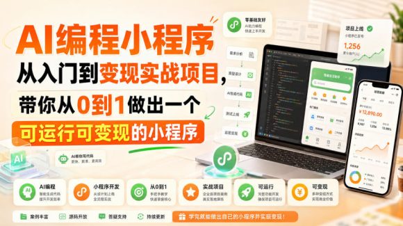 AI编程小程序从入门到变现实战项目,带你从0到1做出一个可运行可变现的小程序-1 AI编程小程序从入门到变现实战项目,带你从0到1做出一个可运行可变现的小程序