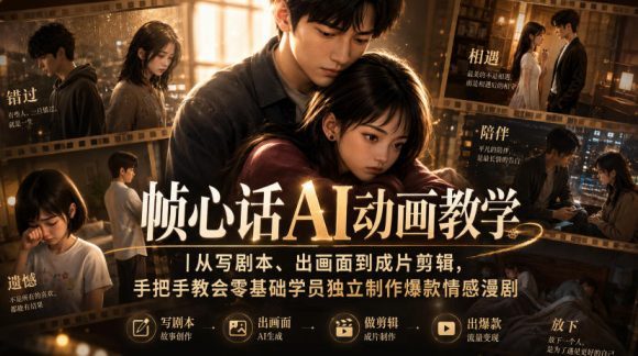 帧心话AI动画教学|从写剧本、出画面到成片剪辑,手把手教会零基础学员独立制作爆款情感漫剧-1 帧心话AI动画教学|从写剧本、出画面到成片剪辑,手把手教会零基础学员独立制作爆款情感漫剧
