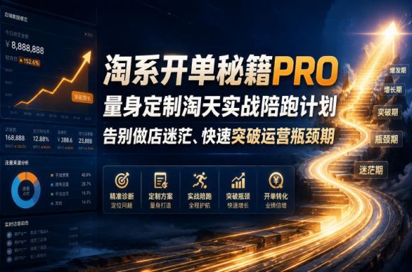 淘系开单秘籍PRO,量身定制淘天实战陪跑计划,告别做店迷茫、快速突破运营瓶颈期(更新260823)-1 淘系开单秘籍PRO,量身定制淘天实战陪跑计划,告别做店迷茫、快速突破运营瓶颈期(更新260823)
