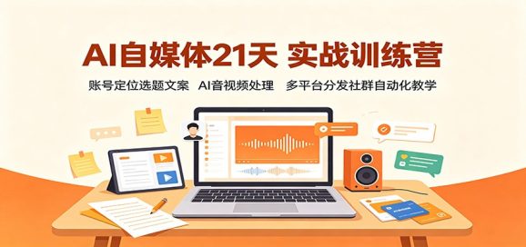 AI自媒体21天实战训练营:账号定位选题文案,AI音视频处理,多平台分发社群自动化教学-1 AI自媒体21天实战训练营:账号定位选题文案,AI音视频处理,多平台分发社群自动化教学