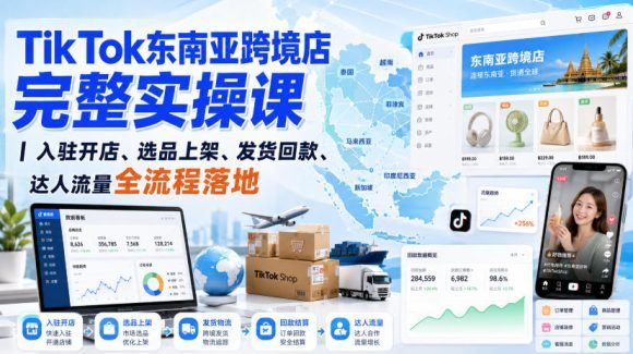 TikTok东南亚跨境店完整实操课|入驻开店、选品上架、发货回款、达人流量全流程落地-1 TikTok东南亚跨境店完整实操课|入驻开店、选品上架、发货回款、达人流量全流程落地
