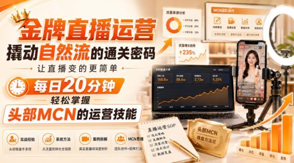 金牌直播运营撬动自然流的通关密码,让直播变的更简单,每日20分钟,轻松掌握头部MCN的运营技能-1 金牌直播运营撬动自然流的通关密码,让直播变的更简单,每日20分钟,轻松掌握头部MCN的运营技能