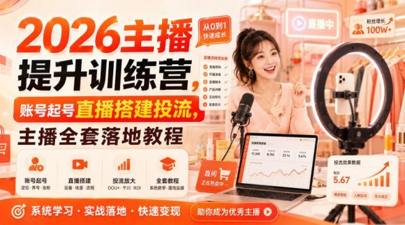 2026主播提升训练营,账号起号直播搭建投流,主播全套落地教程-1 2026主播提升训练营,账号起号直播搭建投流,主播全套落地教程