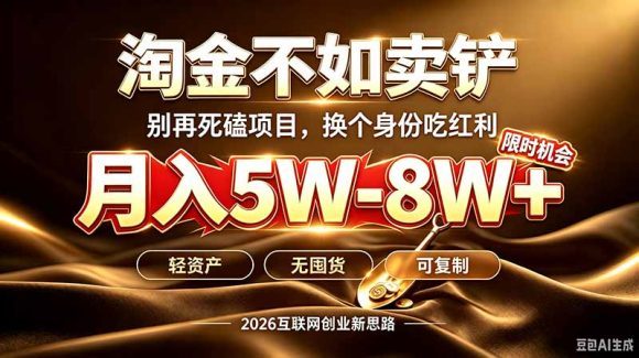 别再傻乎乎埋头跑项目!互联网真正赚钱逻辑:做卖铲人,拒绝当韭菜,逆风翻盘月入5-8W+