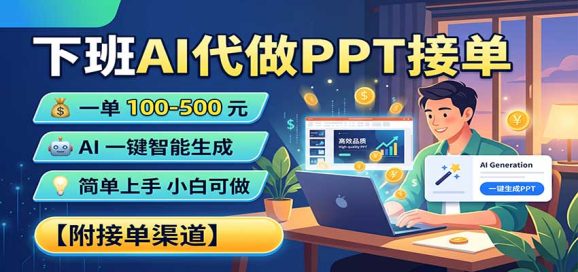 下班AI代做PPT接单,一单100-500,AI一键生成,小白也能做,附接单渠道-1 下班AI代做PPT接单,一单100-500,AI一键生成,小白也能做,附接单渠道