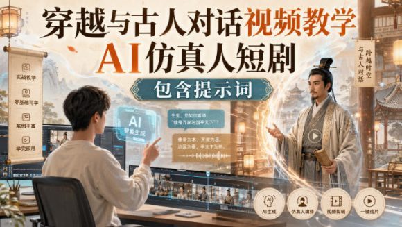 穿越与古人对话视频教学,AI仿真人短剧,包含提示词-1 穿越与古人对话视频教学,AI仿真人短剧,包含提示词